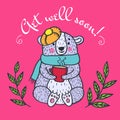 Get well soon card with teddy bear Royalty Free Stock Photo