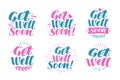 Get well soon, greeting card. Visiting sick, banner. Lettering, calligraphy vector illustration