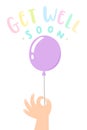 Get well soon. Hand holding a balloon.