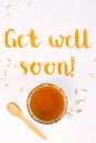 Get well soon - postcard with text Royalty Free Stock Photo