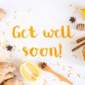 Get well soon - postcard with text Royalty Free Stock Photo