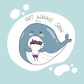 Get Whale Soon word and cartoon