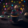 A Vibrant Blend of Coffee and Cupcake Full of Colors and Joy - Generative AI