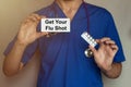 Get Your Flu Shot male doctor prescribes prescription for pills