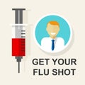 Get your flu shot vaccination vaccine vector illustration