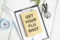 Get Your Flu Shot write on sticky note isolated