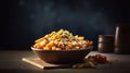 Get Your Hands on the Ultimate Comfort Food Canadian Poutine with Perfectly Melted Cheese Curds and Rich Gravy. Food photography
