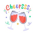 Get your hands on this visually appealing sticker of cheers, toasting, wine glasses