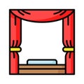 Get your hold on this carefully designed icon of theater stage, premium vector of theater curtains