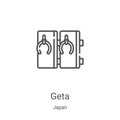 Geta icon vector from japan collection. Thin line Geta outline icon vector illustration. Linear symbol for use on web and mobile
