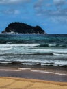 Getaria side mouse shape island view with wild sea Royalty Free Stock Photo