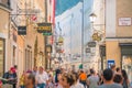 Getreidegasse street, famous shopping street in Salzburg