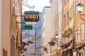 Getreidegasse street, famous shopping street in Salzburg