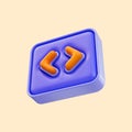 Getter then less then icon 3d render concept for Web Development Website coding Royalty Free Stock Photo