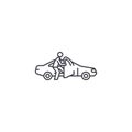 Getting in the car vector line icon, sign, illustration on background, editable strokes Royalty Free Stock Photo