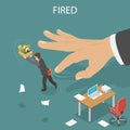 Getting fired isometric flat vector illustration. Royalty Free Stock Photo