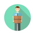 Getting a franchise. The man with the box. Royalty Free Stock Photo