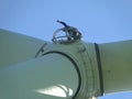 Getting inside the wind blade turbine - working at heights Royalty Free Stock Photo