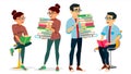 Getting Knowledge Concept Vector. Encyclopedia. Man And Woman In Book Club. Library, Academic, School, University