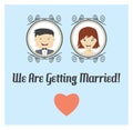 We are getting married vector card