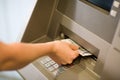 Getting Money (Euros) at a atm Royalty Free Stock Photo