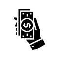 getting money loan glyph icon vector illustration