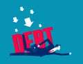 Getting pressed by debt. Business cartoon vector illustration