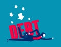 Getting pressed by debt. Business cartoon vector illustration