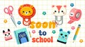 Getting ready for school sticker set. Back to school background poster card. School sale tag. Flat vector . Royalty Free Stock Photo