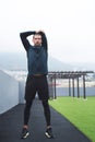 Getting ready to go harder, longer and faster than before. a sporty young man stretching while exercising outdoors.