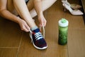 Getting ready for training. Running and a healthy lifestyle. Royalty Free Stock Photo