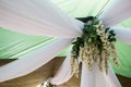 Getting ready for the wedding ceremony. Decor of white wisteria closeup Royalty Free Stock Photo