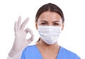 Getting the results you want. A young surgeon showing the ok sign while wearing a surgical mask. Royalty Free Stock Photo