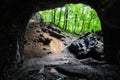 Hiking a wooded trail in Kentucky leading to a cave. Royalty Free Stock Photo