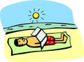 Getting a tan in the beach vector illustration