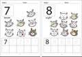 Vector cartoon cats kids activity learn to write number book education kid