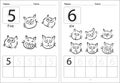 Vector cartoon cats kids activity learning to write number book