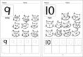 Vector cartoon cats kids activity learning to write number book