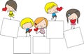 Vector cartoon kids hold heart shape love box border