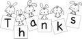 Vector cartoon animals rabbit thank you card design Royalty Free Stock Photo