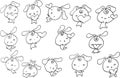 Vector cartoon cute white rabbits love card design Royalty Free Stock Photo