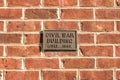 Gettysburg, Pennsylvania, USA February 8, 2022 A brick wall with a plaque on it saying Civil War Building 1863 Royalty Free Stock Photo