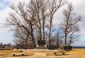 Gettysburg, Pennsylvania, USA February 8, 2022 The Copse of Trees with a monument and cannons on the Gettysburg National Military