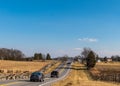 Gettysburg, Pennsylvania, USA February 8, 2022 Traffic along Chambersburg Pike, State Route 30 heading into town Royalty Free Stock Photo