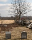 Gettysburg, Pennsylvania, USA February 8, 2022 Union flank markers on the field at the Gettysburg National Military Park Royalty Free Stock Photo