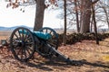 Gettysburg, Pennsylvania, USA March 14, 2021 Confederate cannons lined up on Confederate Avenue at Gettysburg National Military Pa