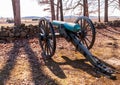 Gettysburg, Pennsylvania, USA March 14, 2021 Confederate cannons lined up on Confederate Avenue at Gettysburg National Military Pa