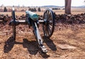 Gettysburg, Pennsylvania, USA March 14, 2021 Confederate cannons lined up on Confederate Avenue at Gettysburg National Military Pa