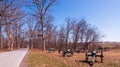 Gettysburg, Pennsylvania, USA March 14, 2021 Confederate cannons lined up on Confederate Avenue at Gettysburg National Military Pa