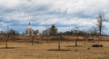 Gettysburg, Pennsylvania, USA March 15, 2024 A view in the Gettysburg National Military Park with the Pennsylvania Monument Royalty Free Stock Photo